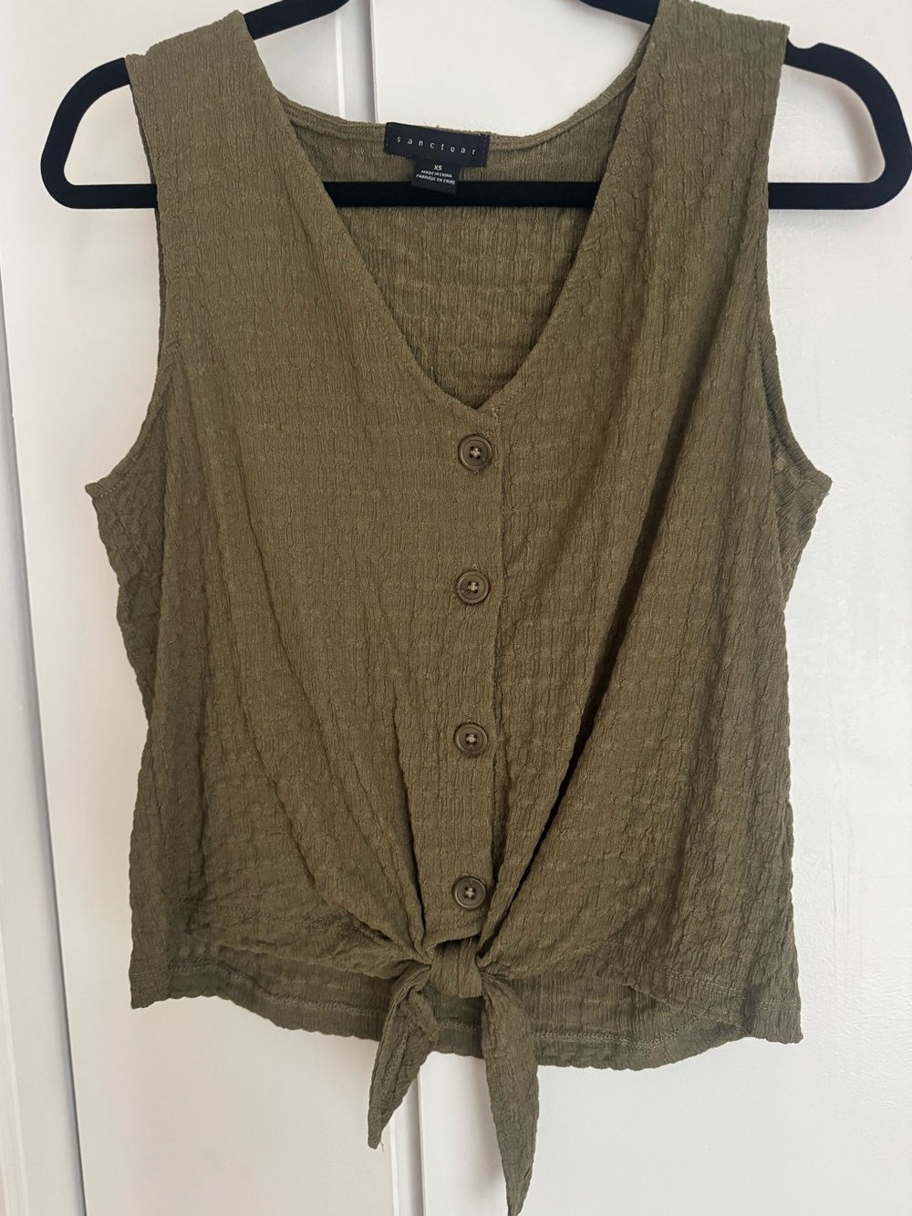 Sanctuary Olive Tie-Front Button Sleeveless Camisole tank top sz XS
